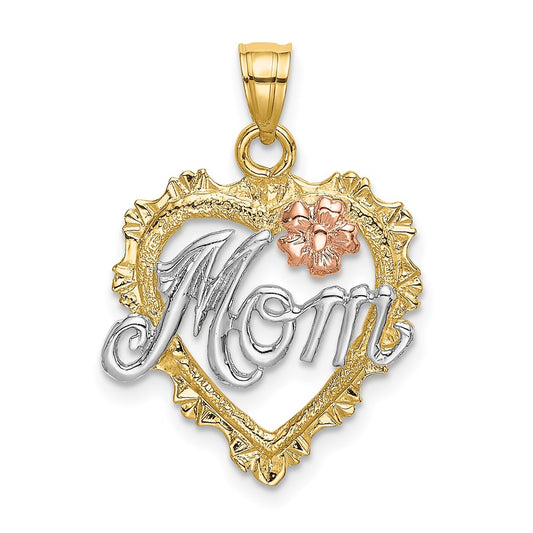 Million Charms 14K Yellow & Rose Gold Themed With Rhodium-plated Mom & Heart Charm