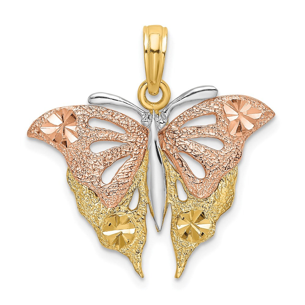 Million Charms 14K Two-Tone & White Rhodium-plated Diamond-Cut Butterfly Charm