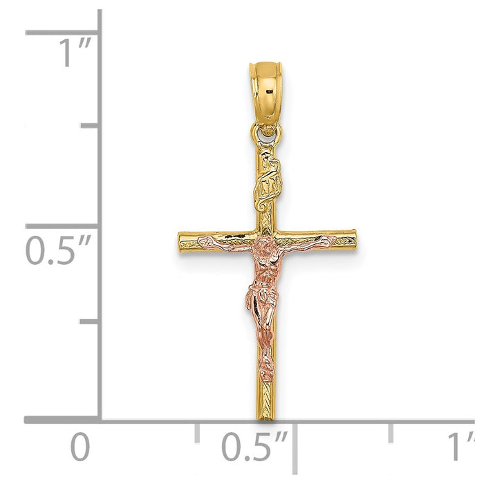 Million Charms 14K Two-Tone Relgious Cross Relgious Crucifix Charm