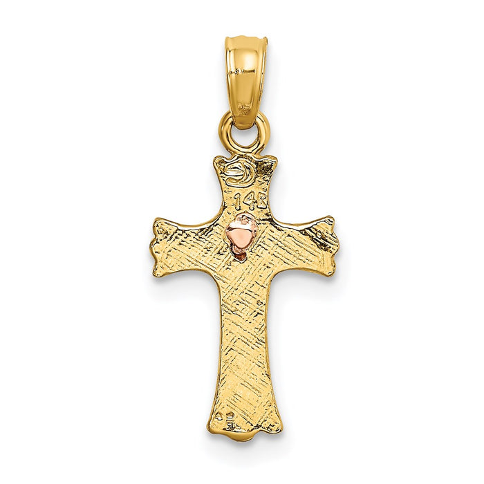 Million Charms 14K Two-Tone With Heart In Relgious Cross Charm