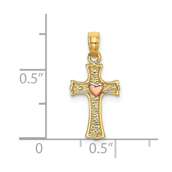 Million Charms 14K Two-Tone With Heart In Relgious Cross Charm