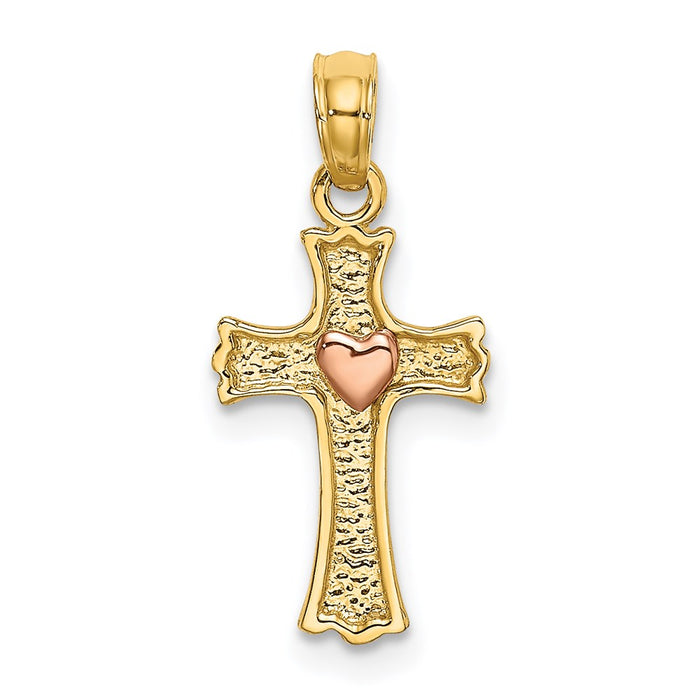 Million Charms 14K Two-Tone With Heart In Relgious Cross Charm