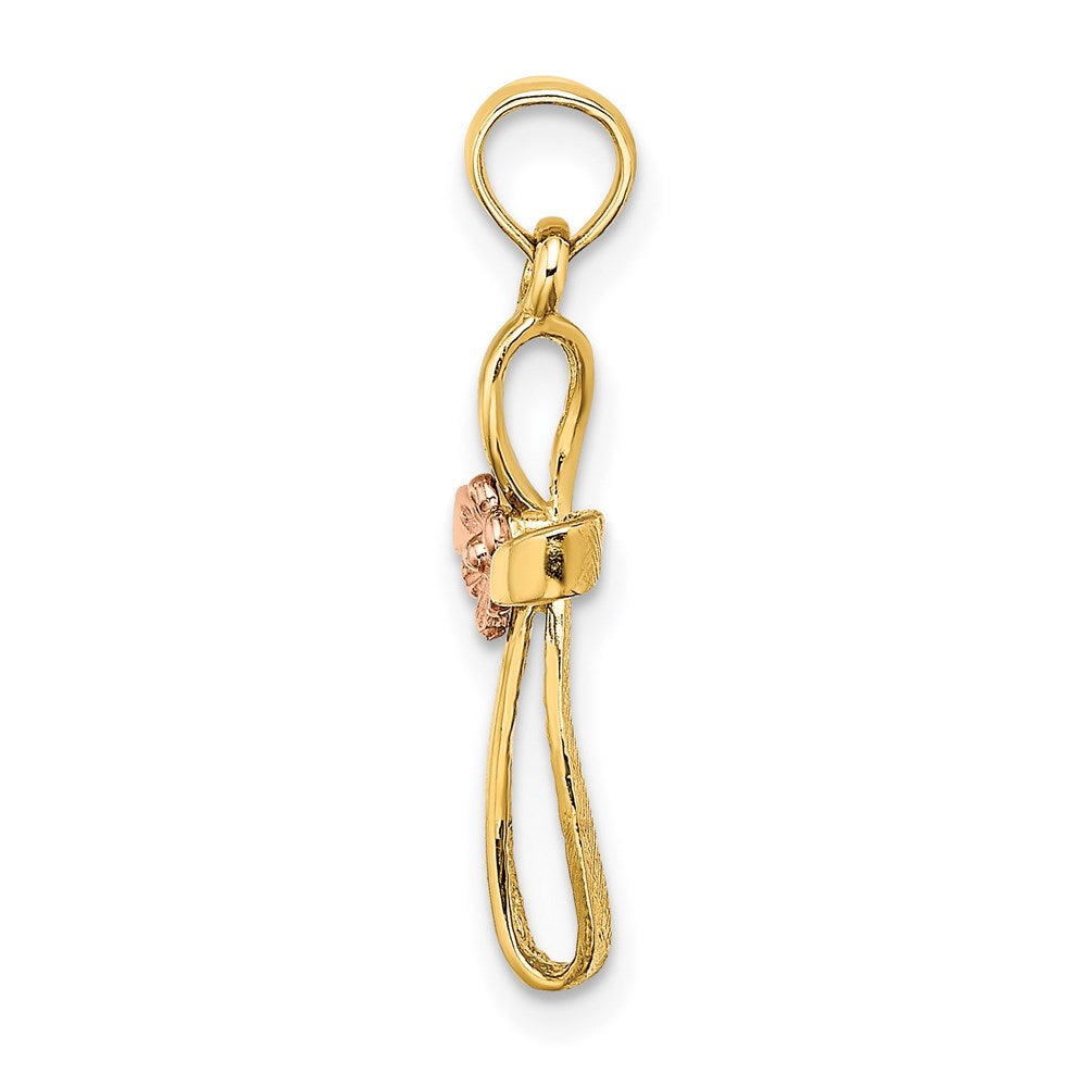 Million Charms 14K Two-Tone Twisted Relgious Cross With Heart Charm