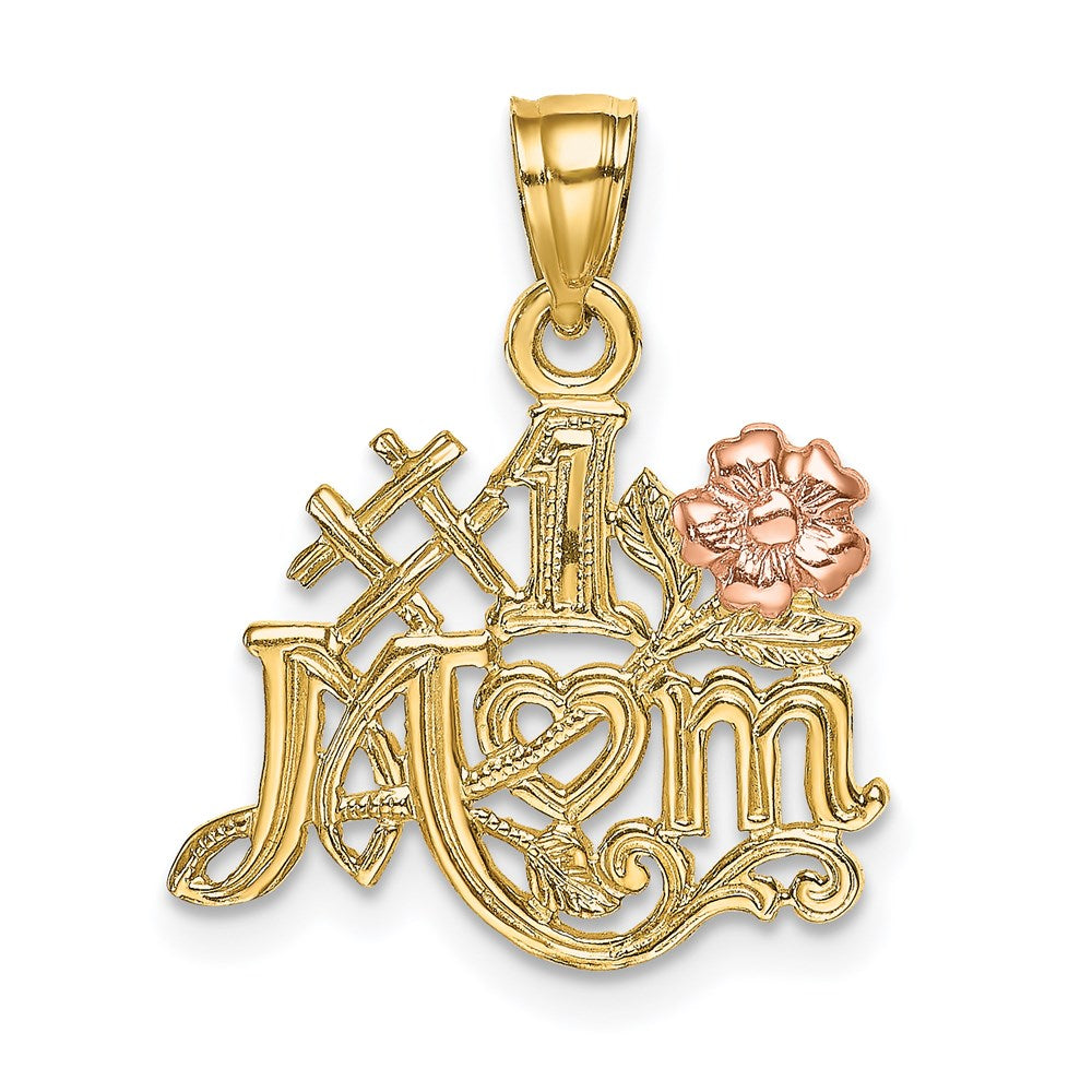 Million Charms 14K Two-Tone #1 Mom With Flower Charm