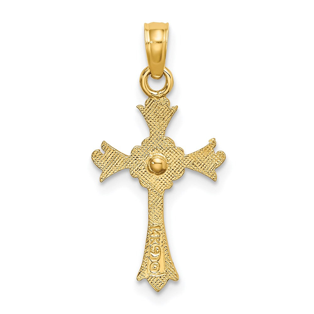 Million Charms 14K Two-Tone Relgious Cross With Heart Charm