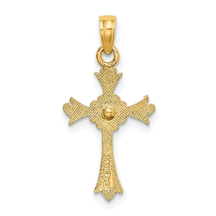 Million Charms 14K Two-Tone Relgious Cross With Heart Charm