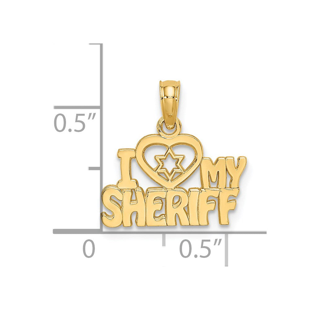 Million Charms 14K Yellow Gold Themed I Love My Sheriff Charm