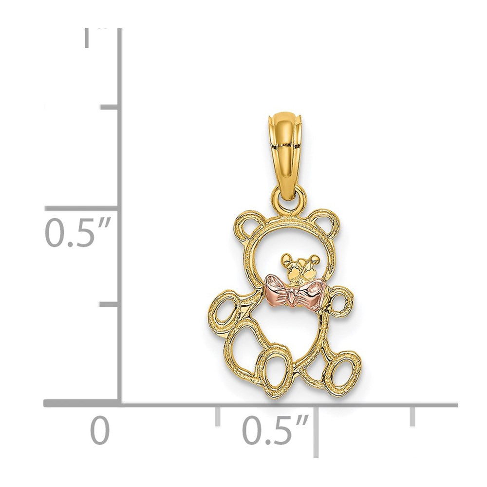 Million Charms 14K Two-Tone Teddy Bear With Bow Tie Charm