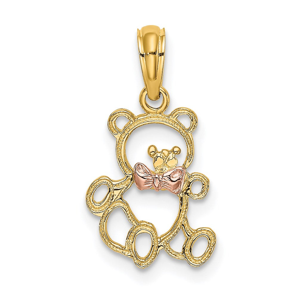 Million Charms 14K Two-Tone Teddy Bear With Bow Tie Charm