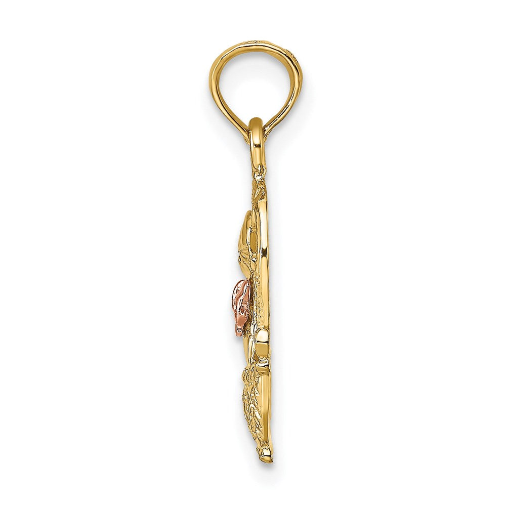 Million Charms 14K Two-Tone Cat With Bow In Basket Charm