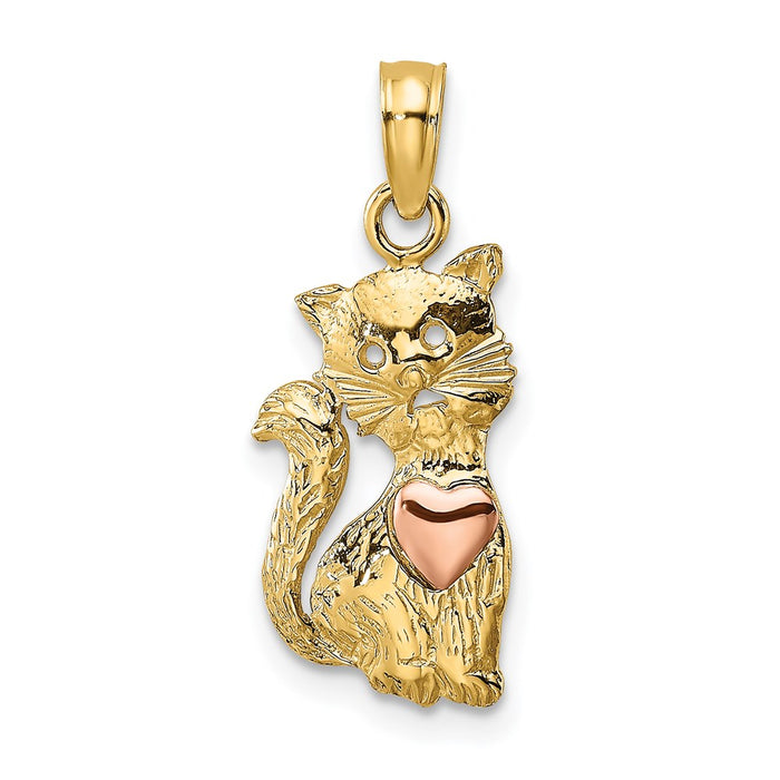 Million Charms 14K Two-Tone Cat With Heart Charm