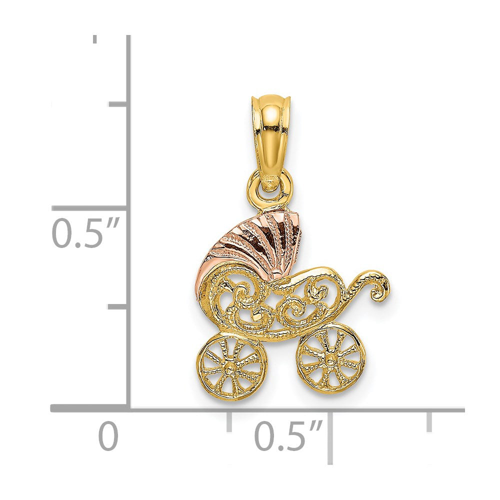 Million Charms 14K Two-Tone Baby Stroller With Visor Charm