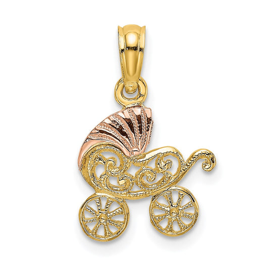 Million Charms 14K Two-Tone Baby Stroller With Visor Charm