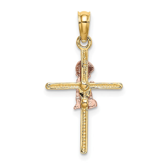 Million Charms 14K Two-Tone & 2-D Boy On Relgious Cross Charm