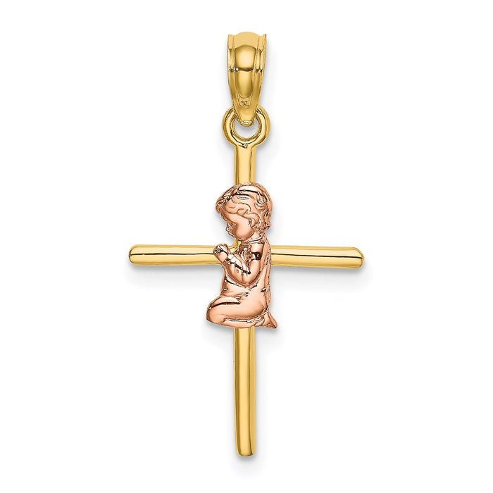 Million Charms 14K Two-Tone & 2-D Boy On Relgious Cross Charm