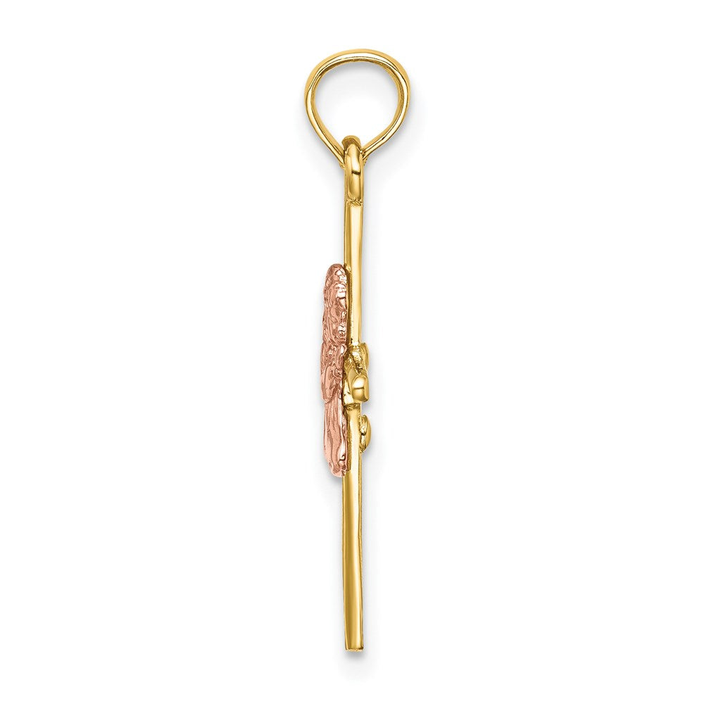 Million Charms 14K Two-Tone & 2-D Girl On Relgious Cross Charm