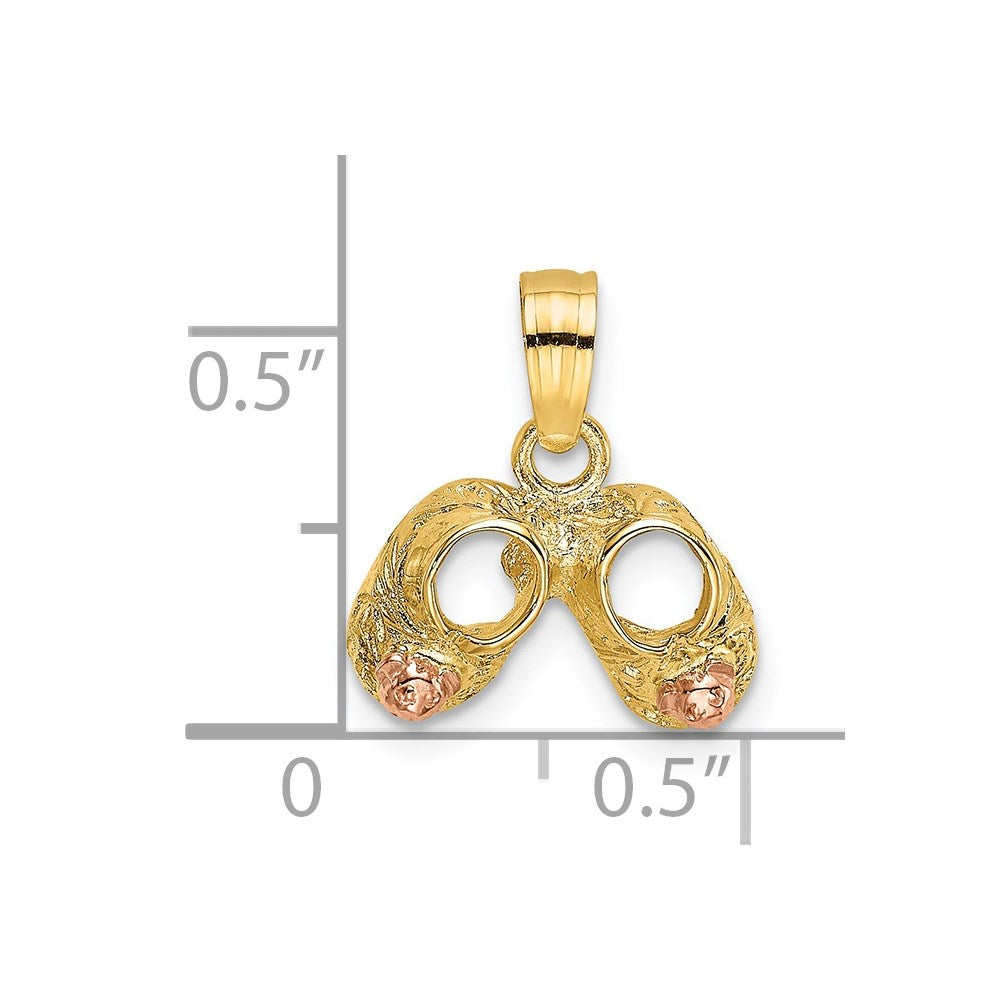 Million Charms 14K Two-Tone Baby Booties With Teddy Bear Charm