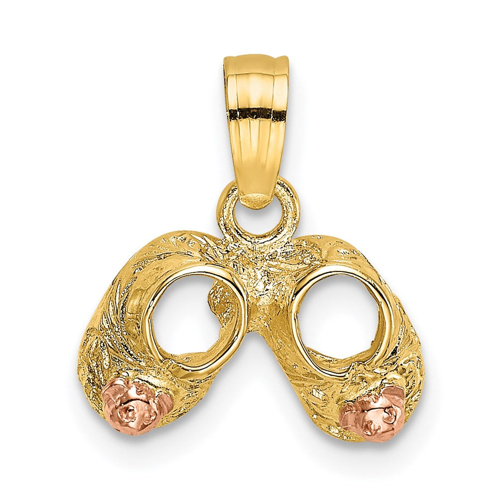 Million Charms 14K Two-Tone Baby Booties With Teddy Bear Charm