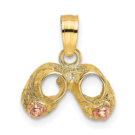 Million Charms 14K Two-Tone Baby Booties With Teddy Bear Charm