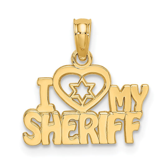 Million Charms 14K Yellow Gold Themed I Love My Sheriff Charm
