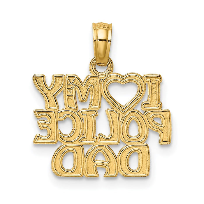 Million Charms 14K Yellow Gold Themed I Love My Police Dad Charm