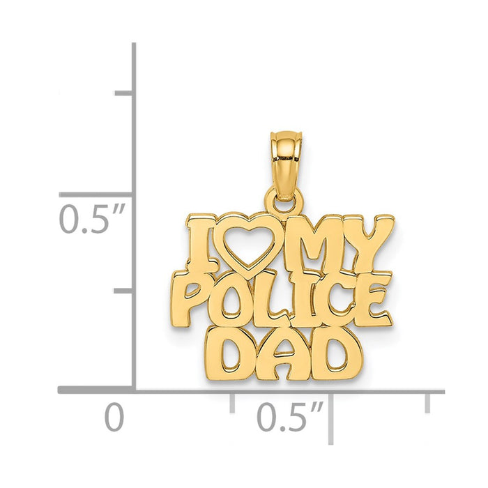 Million Charms 14K Yellow Gold Themed I Love My Police Dad Charm
