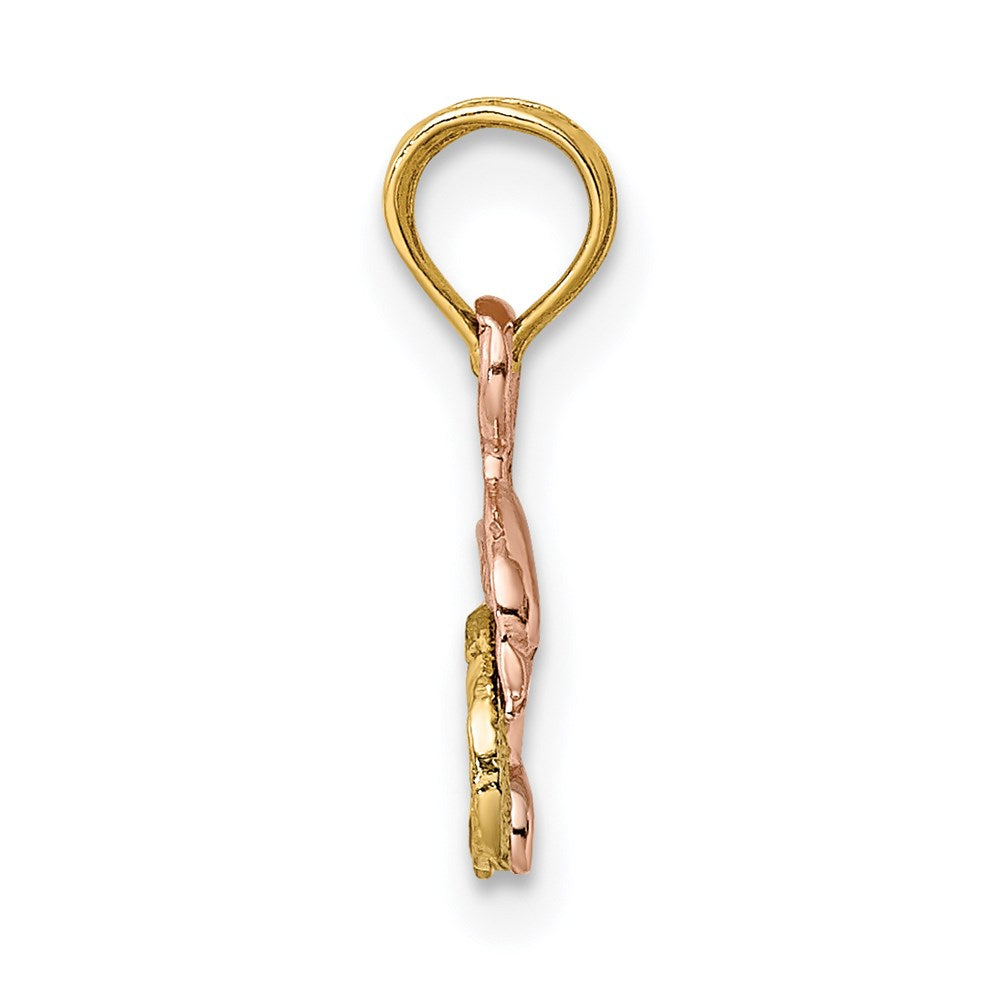 Million Charms 14K Two-Tone With White Rhodium-plated Dolphin & Wave Charm
