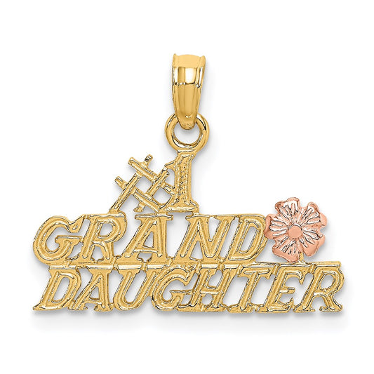 Million Charms 14K Two-Tone #1 Granddaughter With Flowers Charm