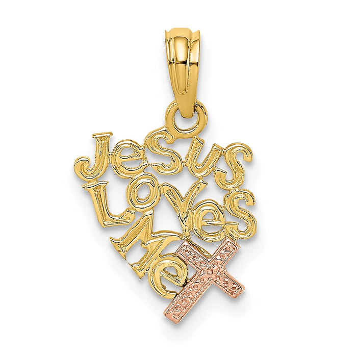 Million Charms 14K Two-Tone Jesus Loves Me Charm