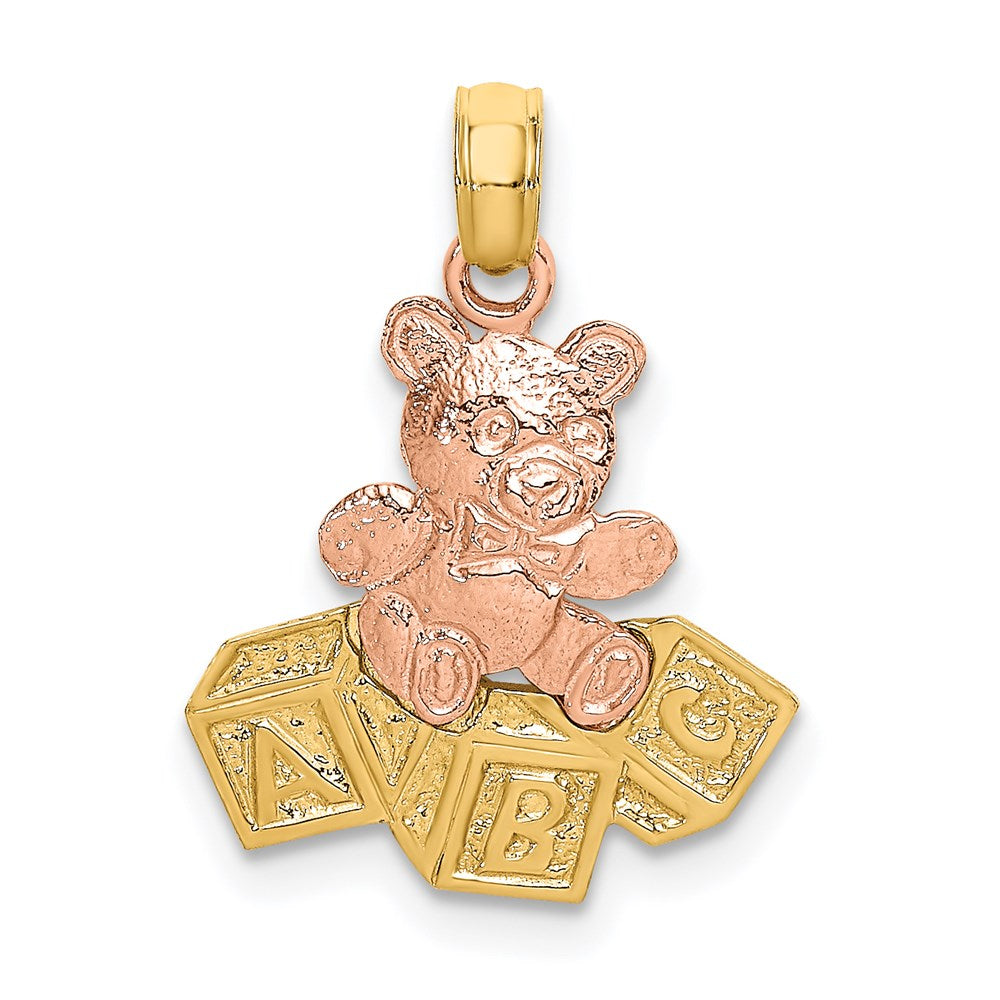 Million Charms 14K Two-Tone Teddy Bear With Abc Blocks Charm