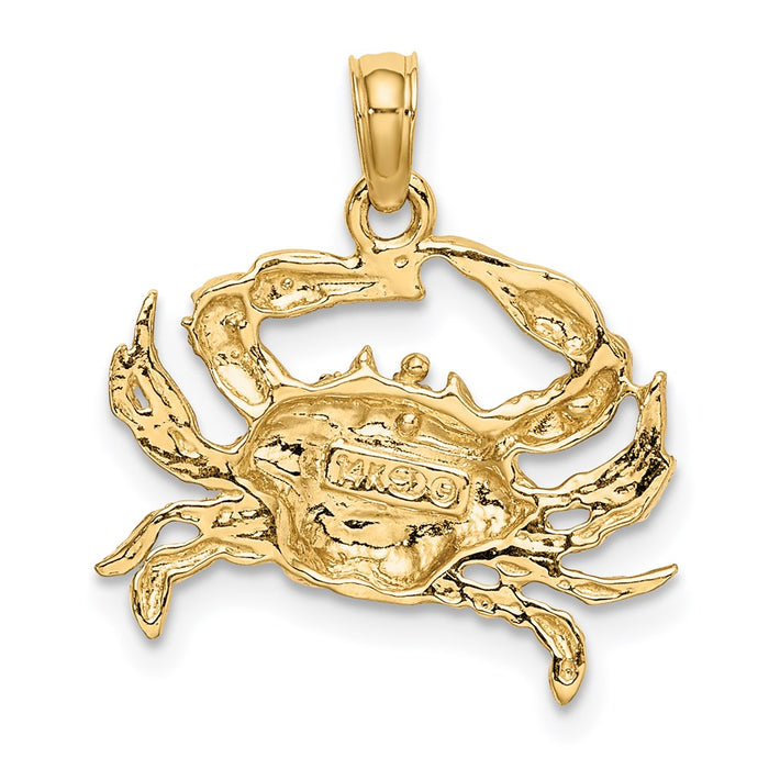 Million Charms 14K Yellow Gold Themed With Rhodium-Plated Charm Blue Crab Charm