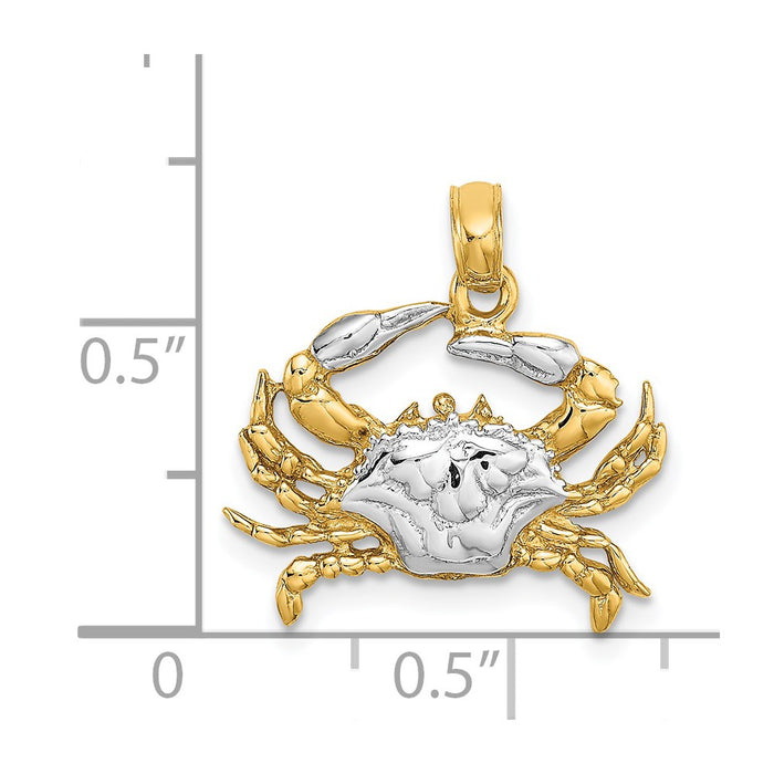 Million Charms 14K Yellow Gold Themed With Rhodium-Plated Charm Blue Crab Charm