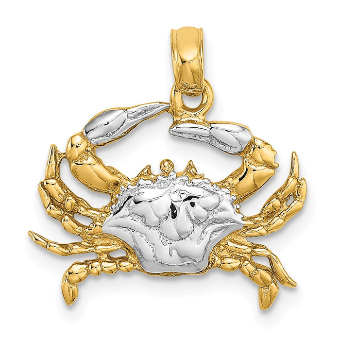 Million Charms 14K Yellow Gold Themed With Rhodium-Plated Charm Blue Crab Charm