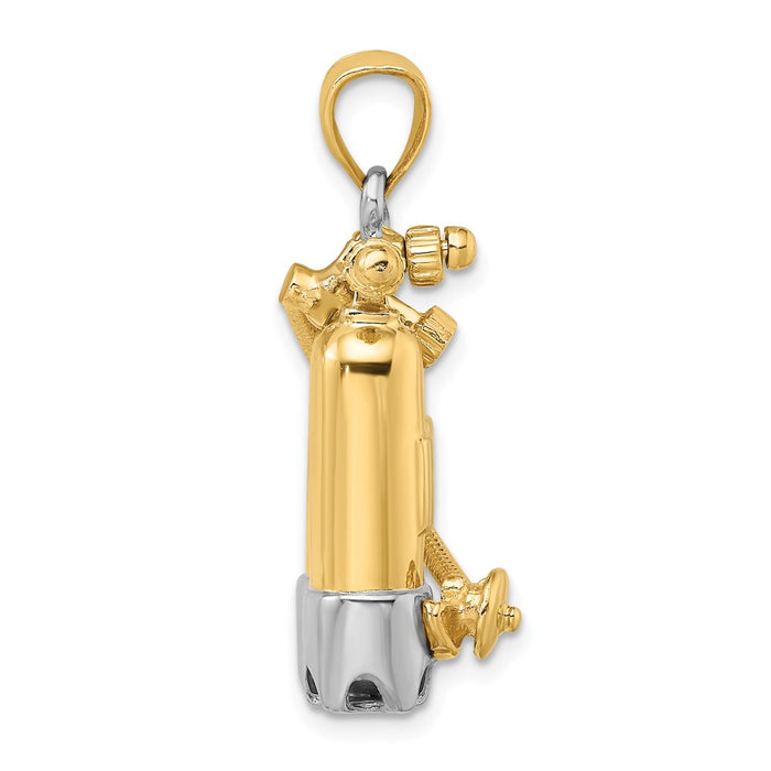 Million Charms 14K Rhodium-Plated 3-D Double Scuba Tanks With Air Hose Charm