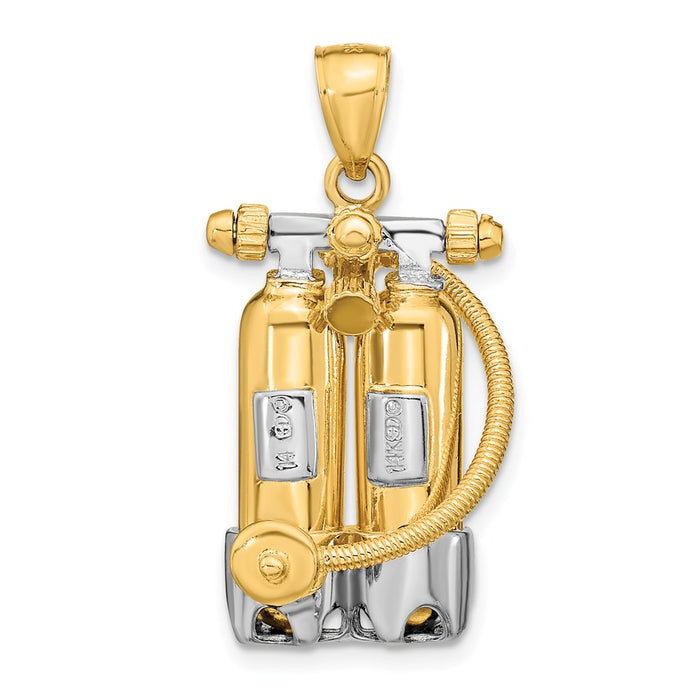 Million Charms 14K Rhodium-Plated 3-D Double Scuba Tanks With Air Hose Charm