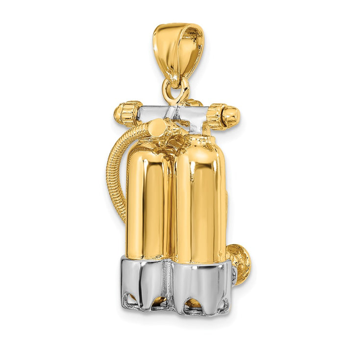 Million Charms 14K Rhodium-Plated 3-D Double Scuba Tanks With Air Hose Charm