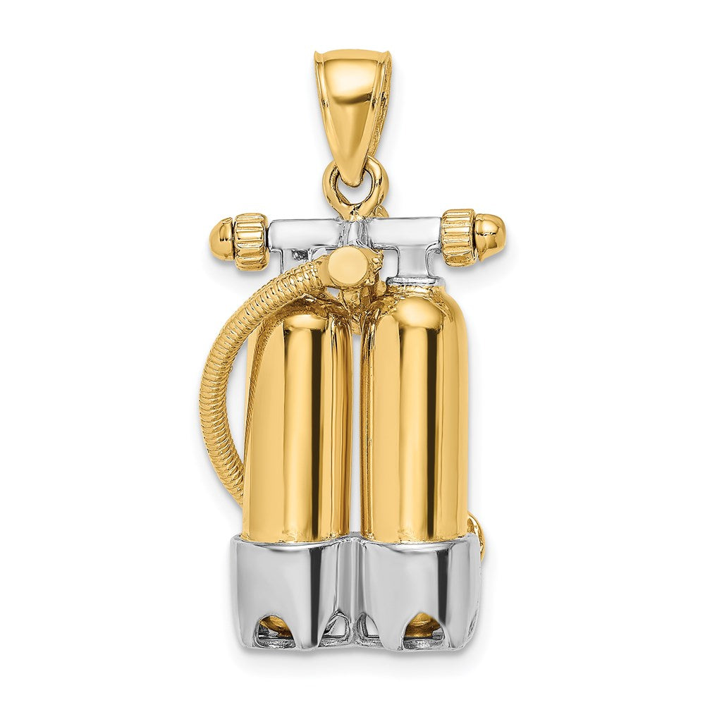Million Charms 14K Rhodium-Plated 3-D Double Scuba Tanks With Air Hose Charm
