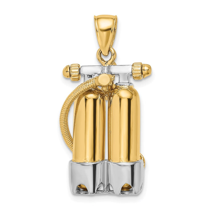 Million Charms 14K Rhodium-Plated 3-D Double Scuba Tanks With Air Hose Charm