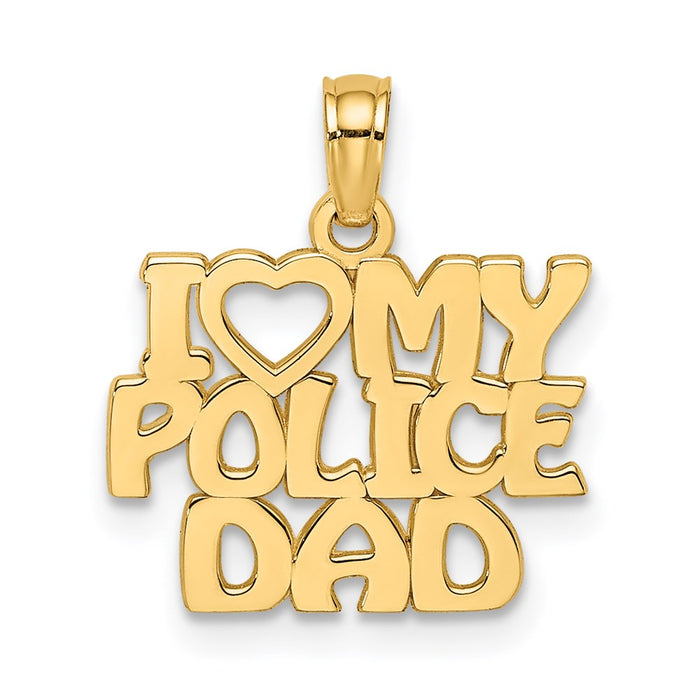 Million Charms 14K Yellow Gold Themed I Love My Police Dad Charm