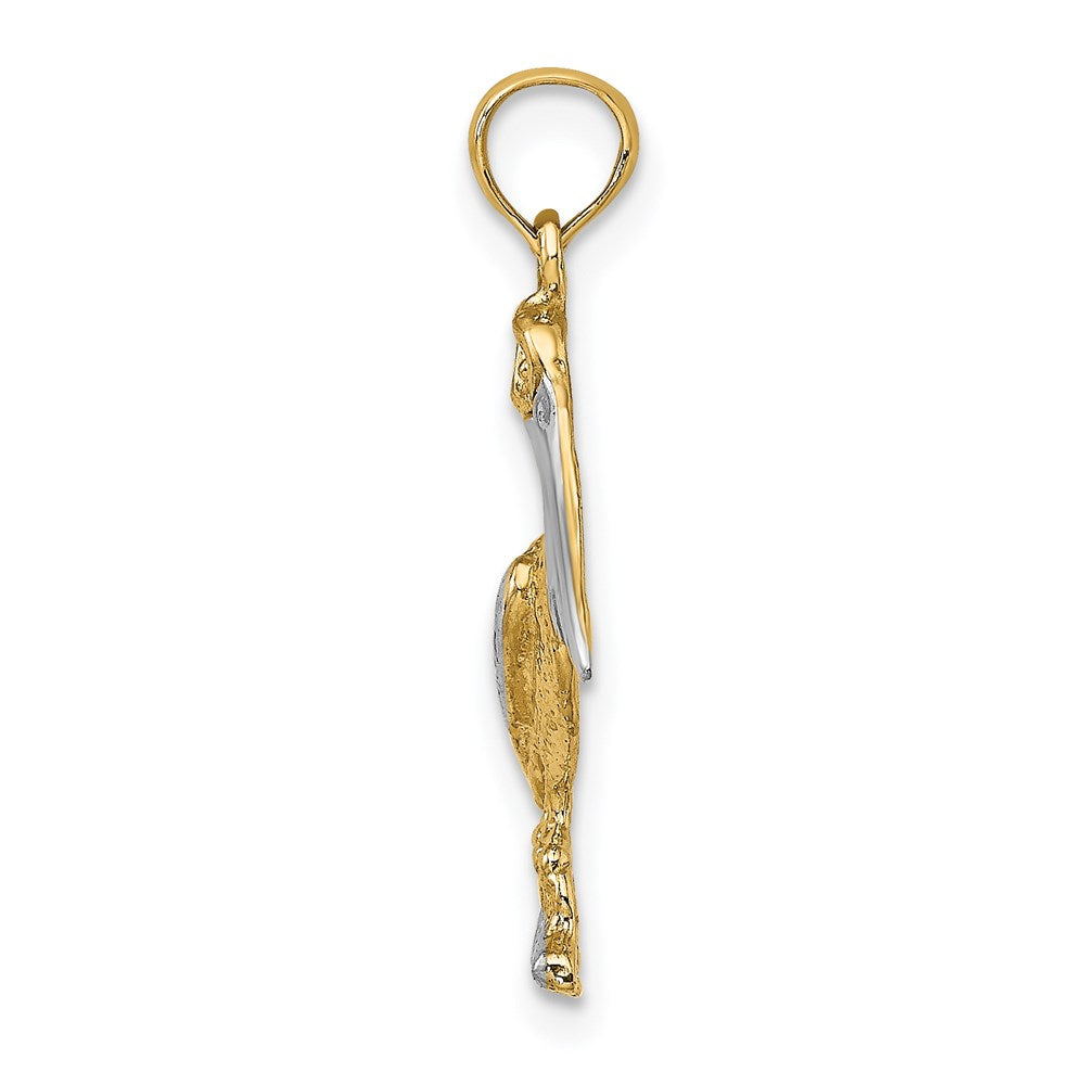 Million Charms 14K With Rhodium-Plated 2-D Standing Pelican Charm