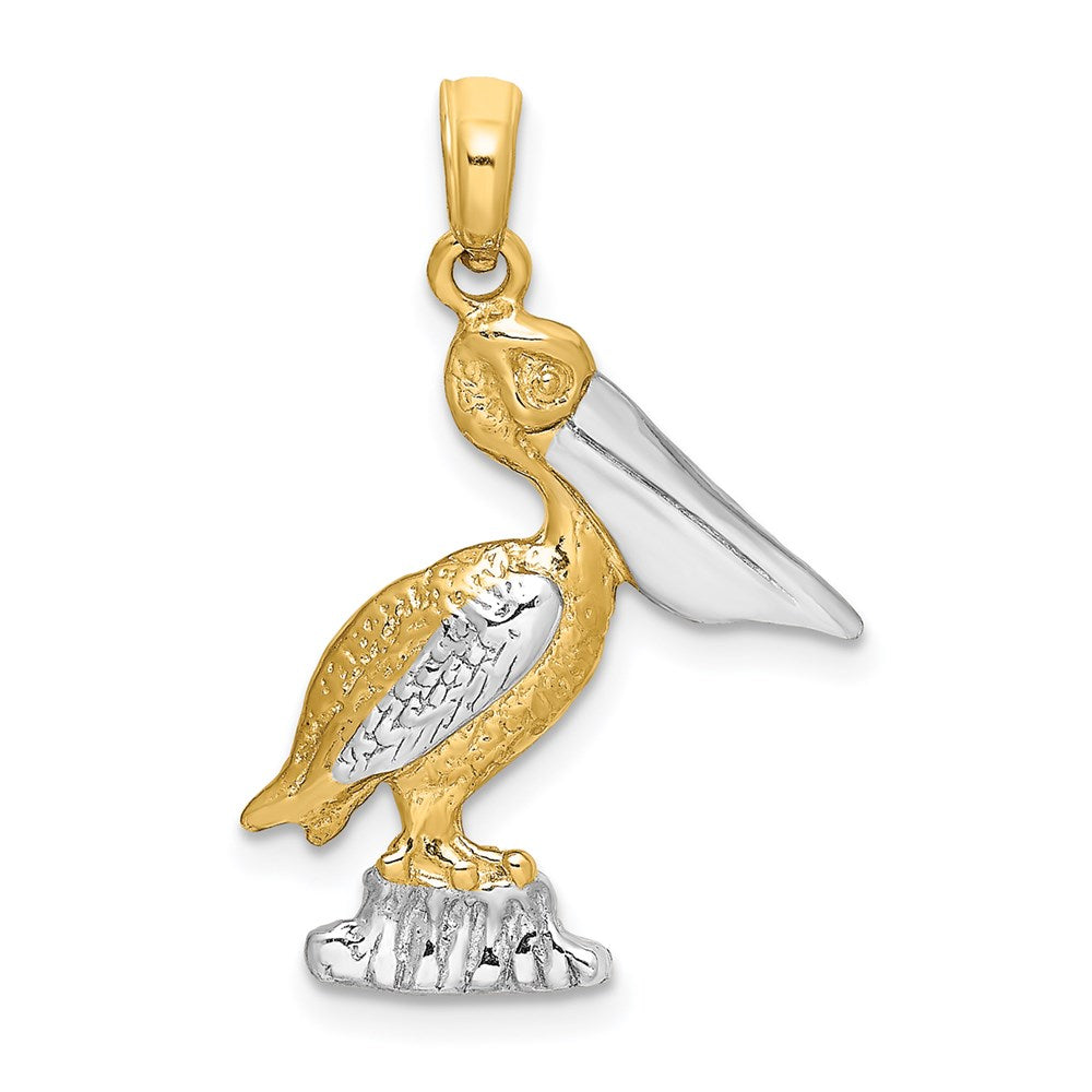 Million Charms 14K With Rhodium-Plated 2-D Standing Pelican Charm