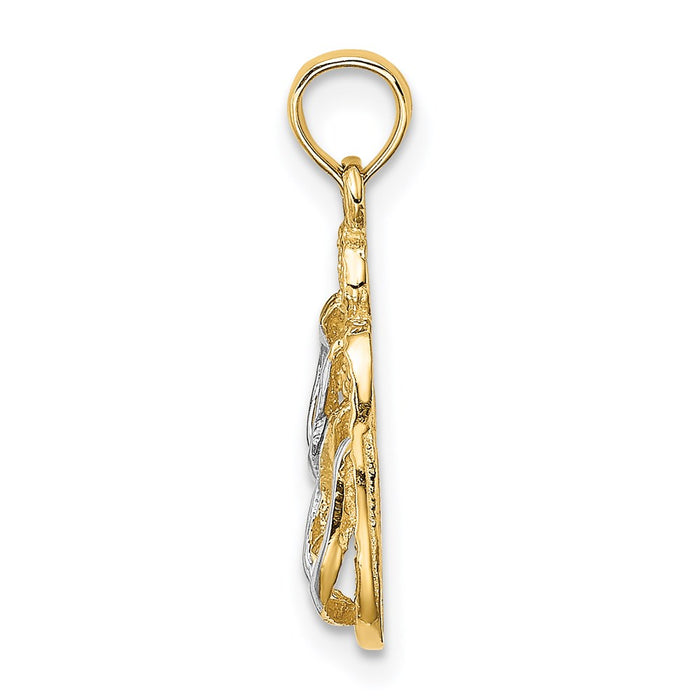 Million Charms 14K Yellow Gold Themed With Rhodium-plated Sanibel Island Double Flip Fop Charm