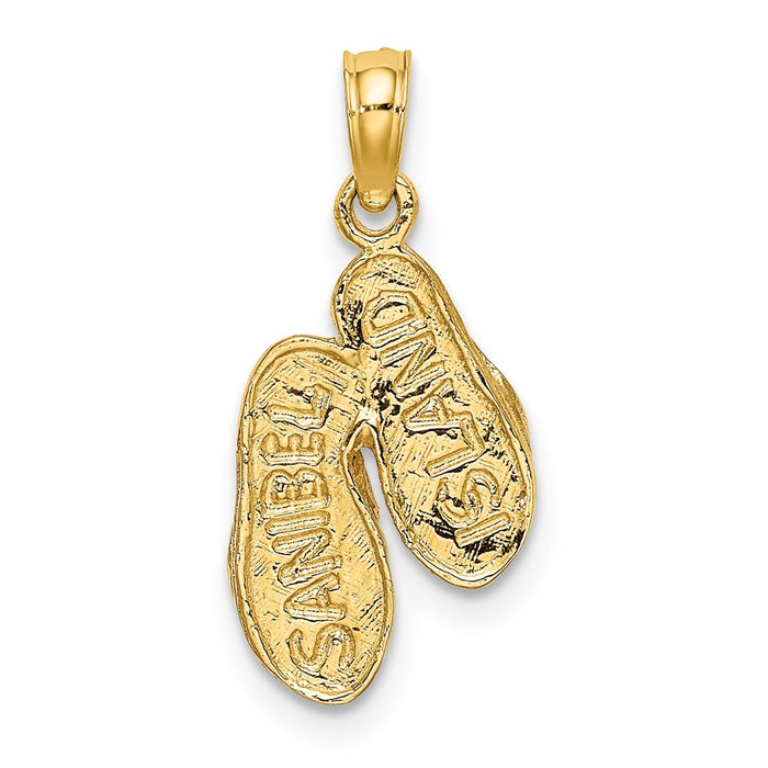 Million Charms 14K Yellow Gold Themed With Rhodium-plated Sanibel Island Double Flip Fop Charm