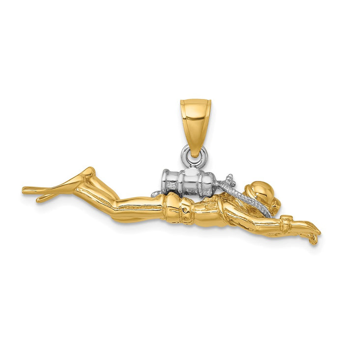 Million Charms 14K Rhodium-Plated 3-D Male Scuba Diver Charm