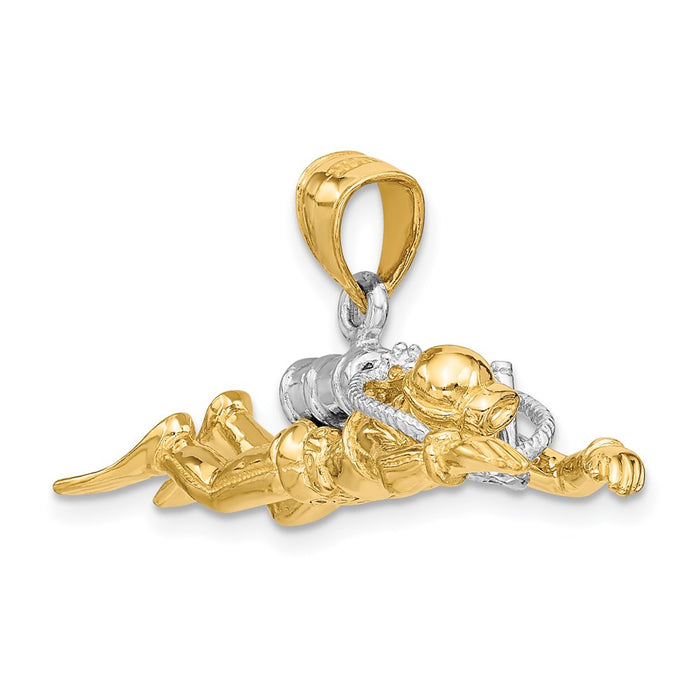 Million Charms 14K Rhodium-Plated 3-D Male Scuba Diver Charm