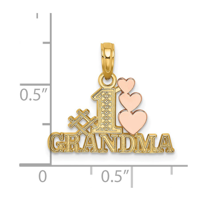 Million Charms 14K Two-Tone #1 Grandma With Three Hearts Charm