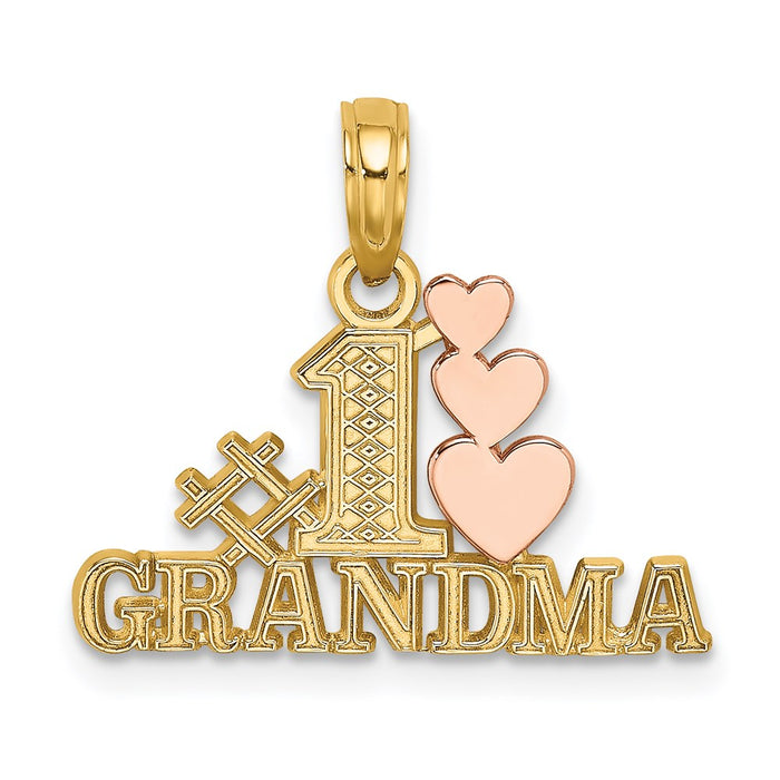 Million Charms 14K Two-Tone #1 Grandma With Three Hearts Charm