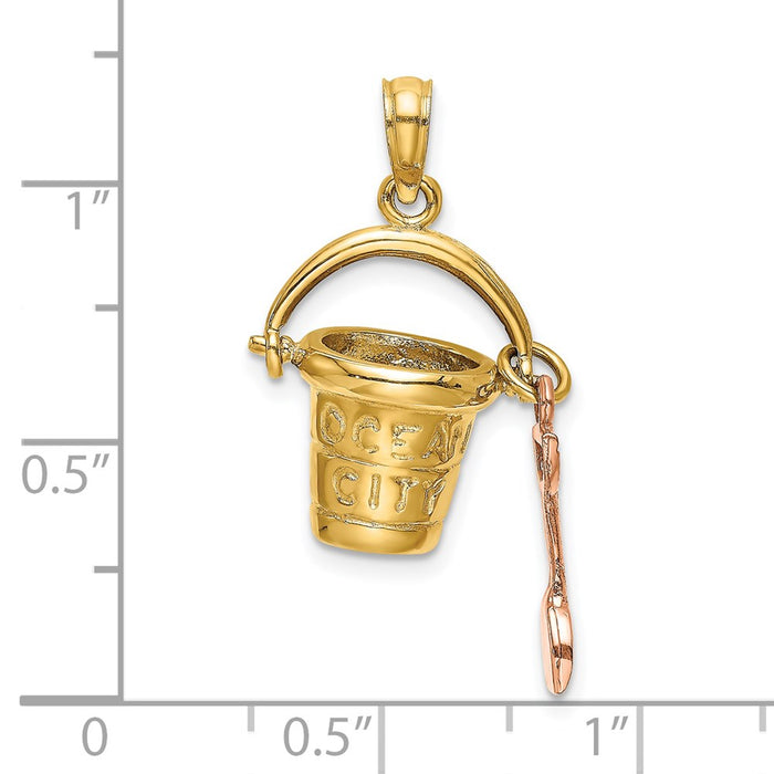 Million Charms 14K Two-Tone Ocean City Bucket With Shovel Charm