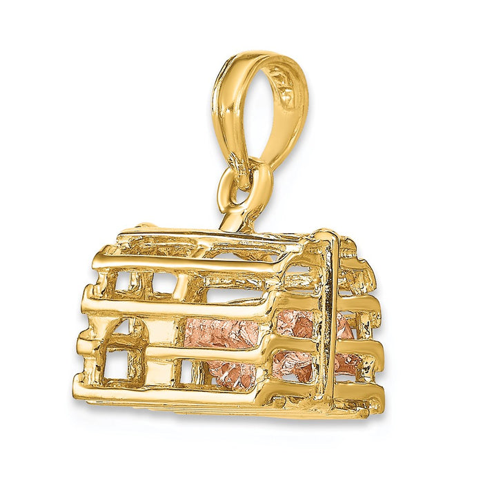 Million Charms 14K Two-Tone Moveable 3-D Lobster (Pink) In Trap