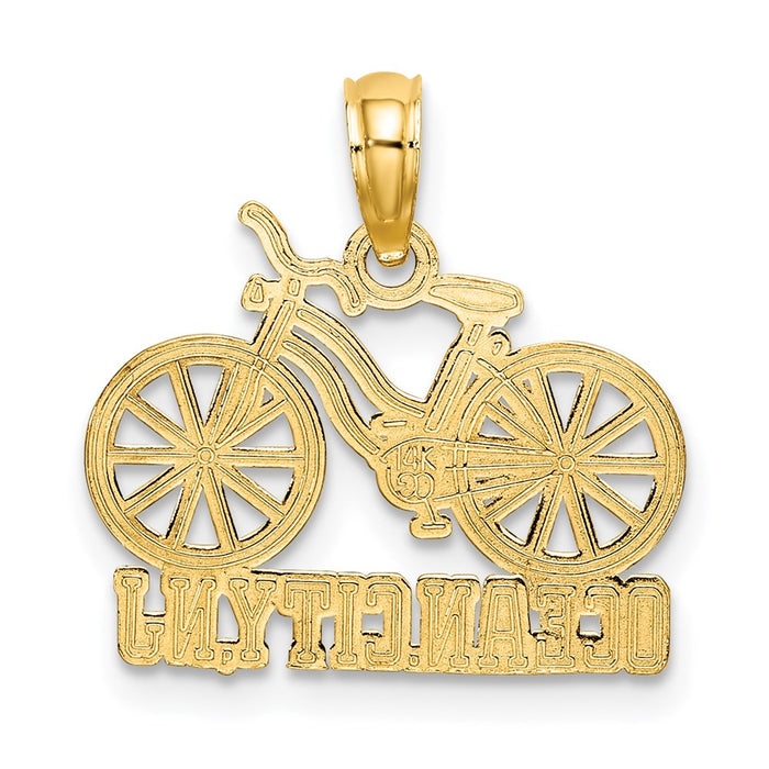 Million Charms 14K Yellow Gold Themed With Rhodium-Plated Ocean City, Nj Under Bicycle Charm